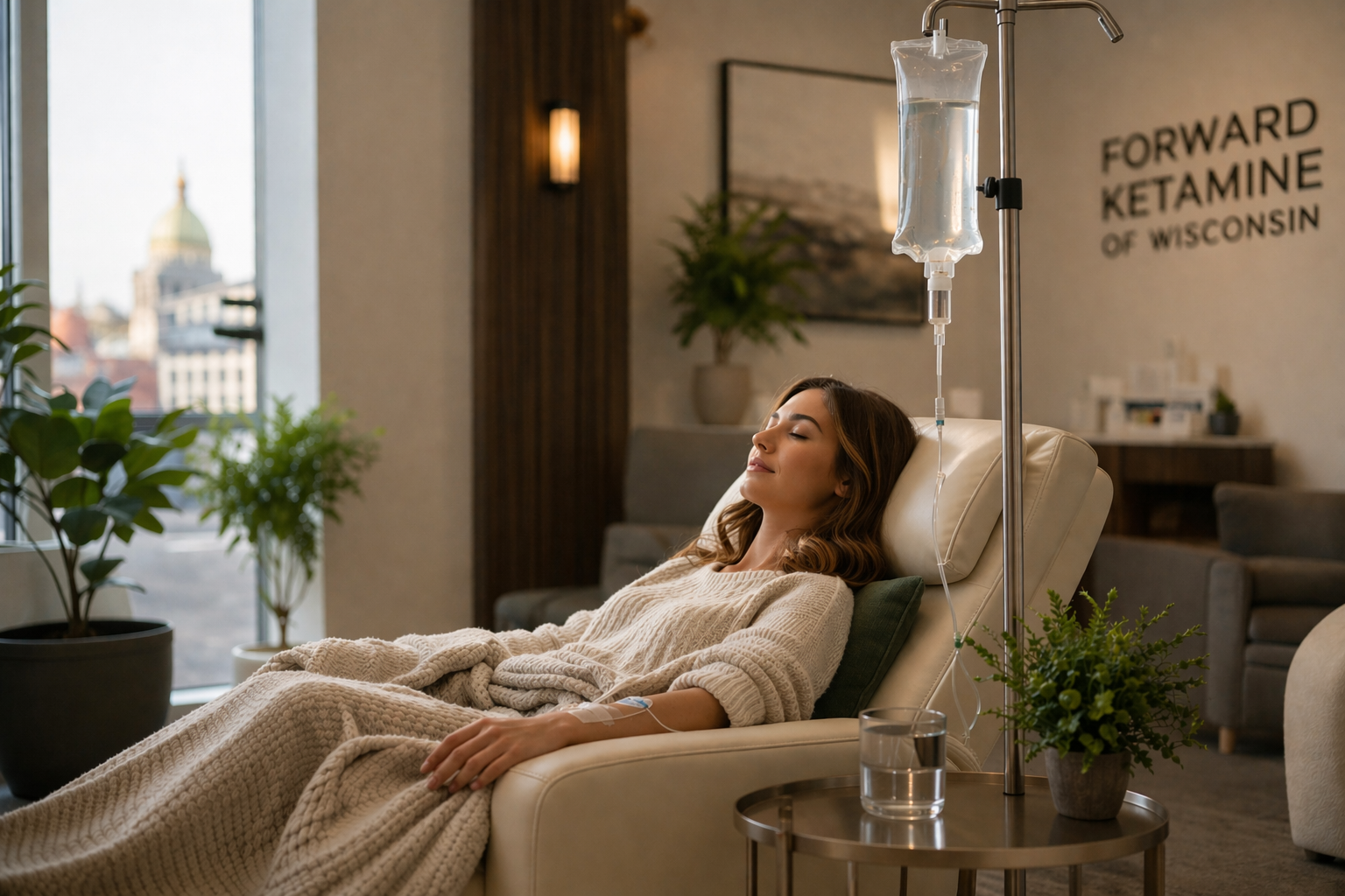 Comfortable hydration and hangover recovery lounge